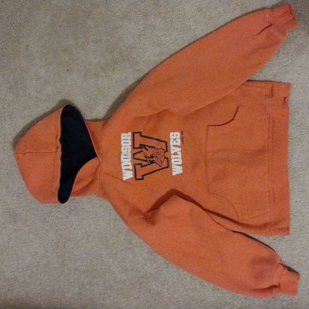 Lands' End Orange Salmon Hoodie Kids Size 10-12